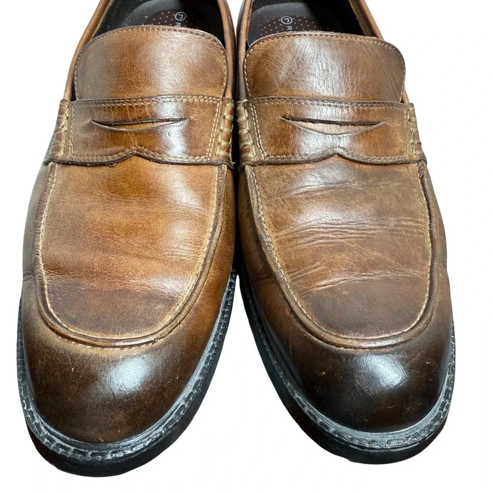 Rockport Mens 10.5M Brown Leather Penny Loafers adiPRENE Slip On Comfort K58464